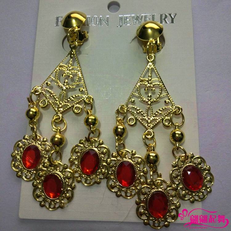 A pair of red diamond earrings